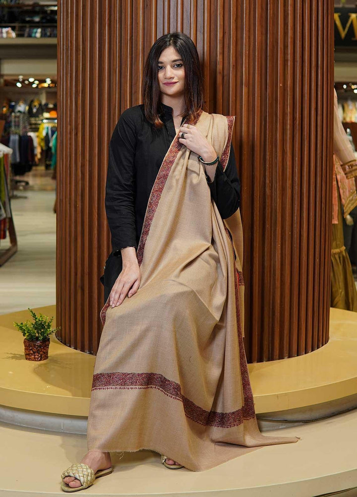 Sanaulla Exclusive Range  Pashmina  Shawls MAMA-16 Fawn-6 - Pashmina Shawls