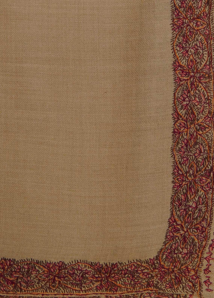 Sanaulla Exclusive Range  Pashmina  Shawls MAMA-16 Fawn-6 - Pashmina Shawls