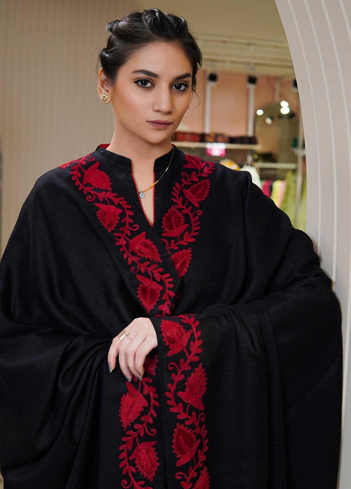 Sanaulla Exclusive Range  Pashmina  Shawls MAMA-26 Black-1 - Pashmina Shawls
