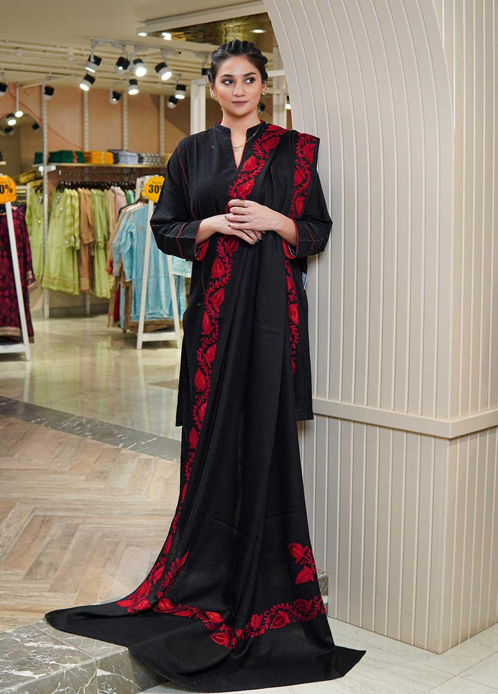 Sanaulla Exclusive Range  Pashmina  Shawls MAMA-26 Black-1 - Pashmina Shawls