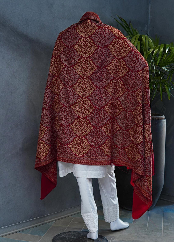 Sanaulla Exclusive Range  Pashmina  Shawls MAMA-36 Red-3 - Pashmina Shawls