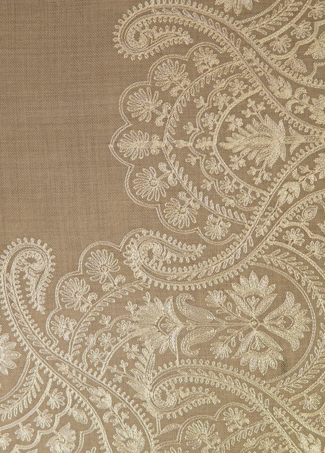 Sanaulla Exclusive Range  Pashmina  Shawls MAMA-38 Beige-1 - Pashmina Shawls