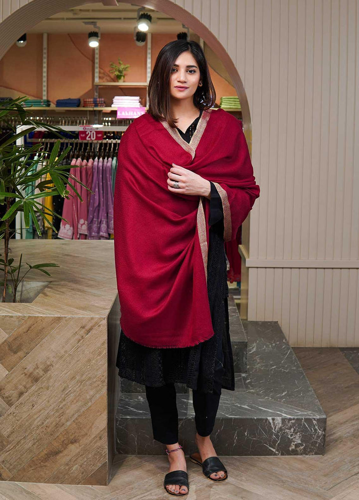 Sanaulla Exclusive Range  Pashmina  Shawls MAMA-41 Maroon - Pashmina Shawls