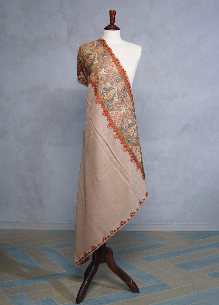 Sanaulla Exclusive Range  Pashmina  Shawls SU22PS-1 M-Shawls MIR-16 Fawn 5 - Pashmina Shawls