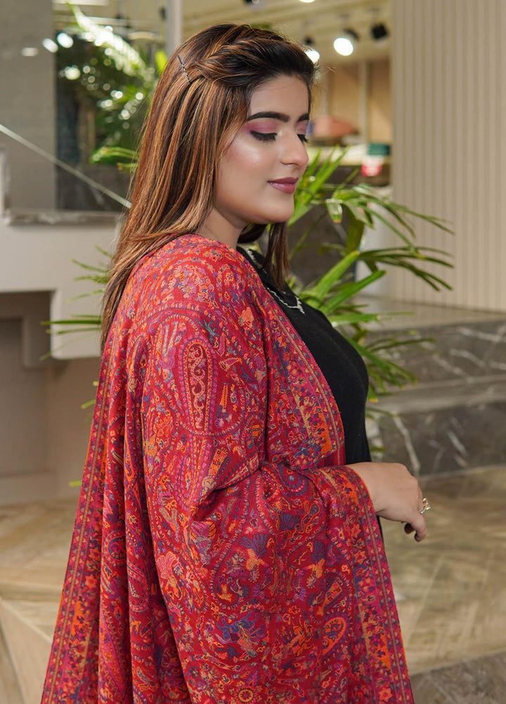 Sanaulla Exclusive Range  Pashmina  Shawls MAMA-08 Red      - Pashmina Shawls