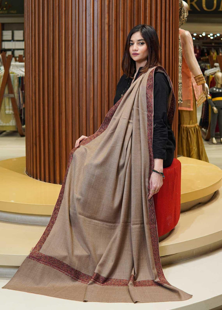 Sanaulla Exclusive Range  Pashmina  Shawls MAMA-16 Fawn-7 - Pashmina Shawls