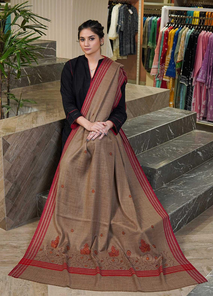 Sanaulla Exclusive Range  Pashmina  Shawls MAMA-28 Brown-2 - Pashmina Shawls