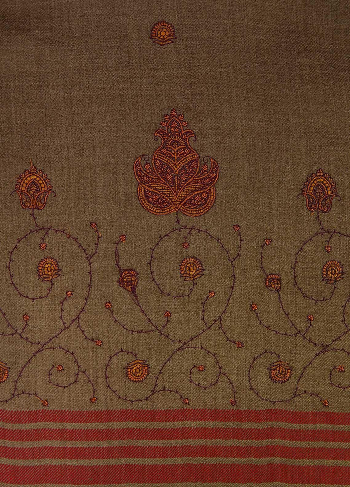 Sanaulla Exclusive Range  Pashmina  Shawls MAMA-28 Brown-2 - Pashmina Shawls