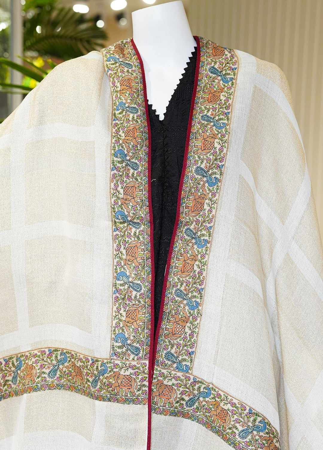 Sanaulla Exclusive Range  Pashmina  Shawls MAMA-04 Brown-4 - Pashmina Shawls