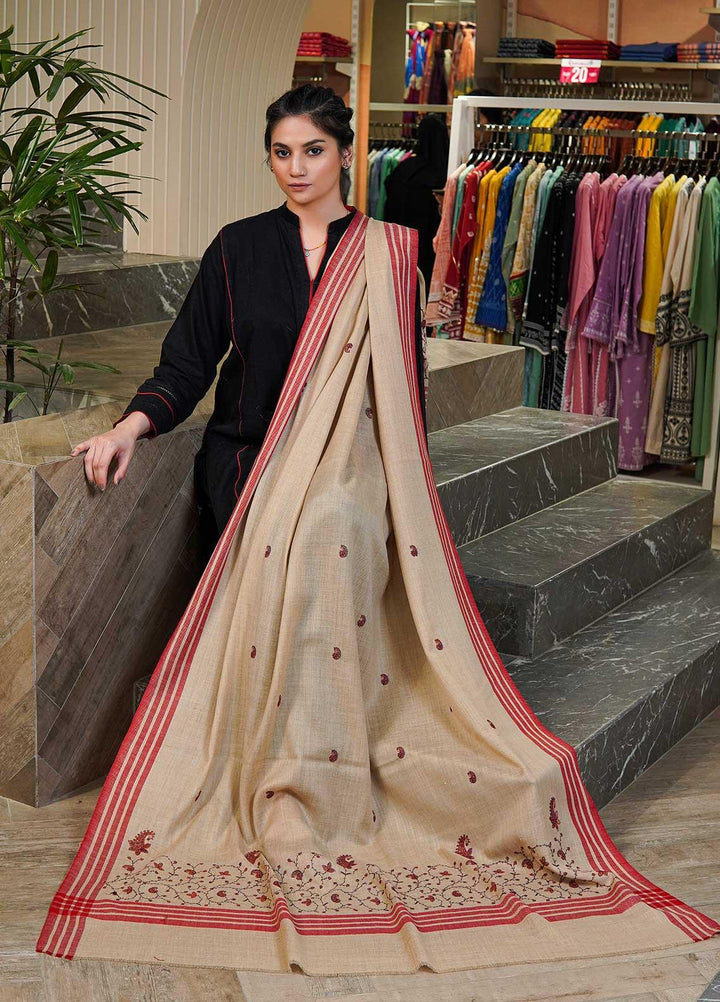 Sanaulla Exclusive Range  Pashmina  Shawls MAMA-28 Fawn-2 - Pashmina Shawls