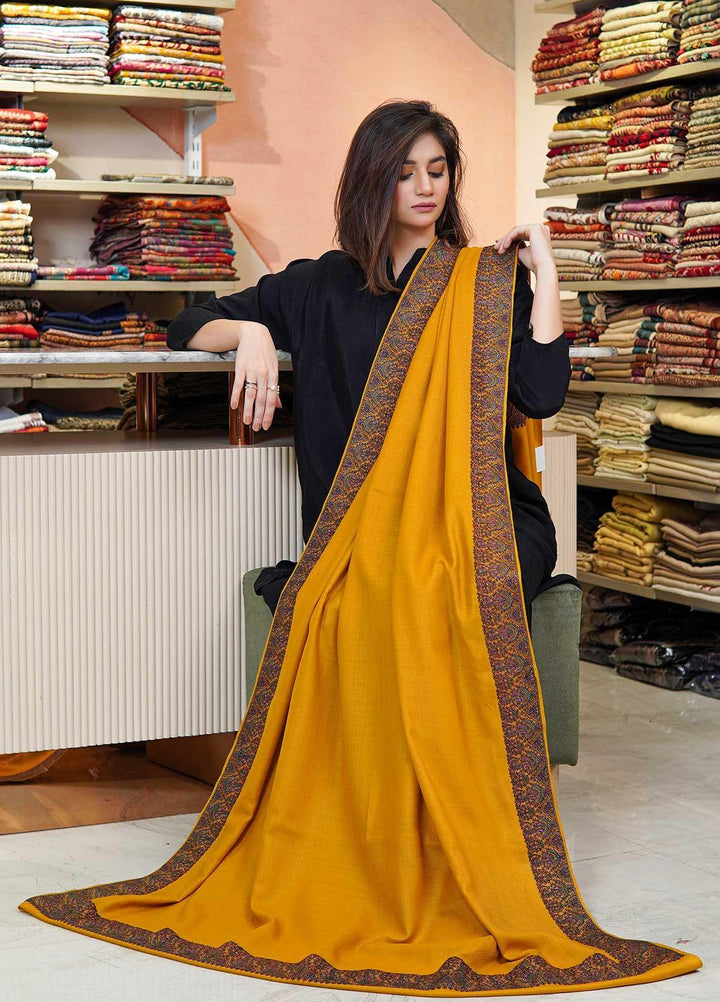 Sanaulla Exclusive Range  Pashmina  Shawls MAMA-31 Yellow - Pashmina Shawls