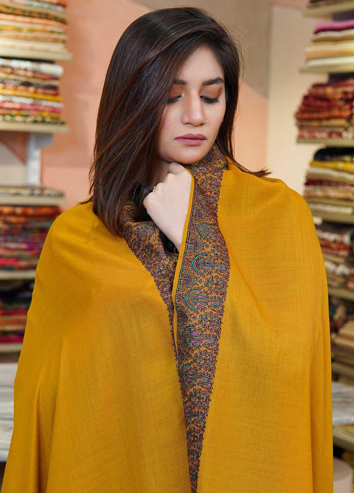 Sanaulla Exclusive Range  Pashmina  Shawls MAMA-31 Yellow - Pashmina Shawls