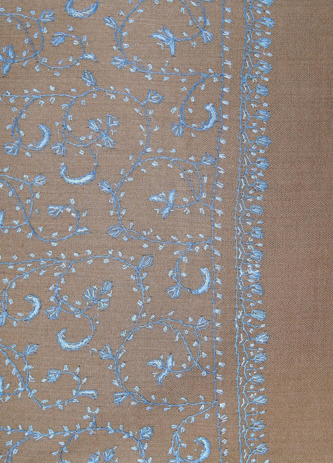 Sanaulla Exclusive Range  Pashmina  Shawls MAMA-47 Fawn-4 - Pashmina Shawls