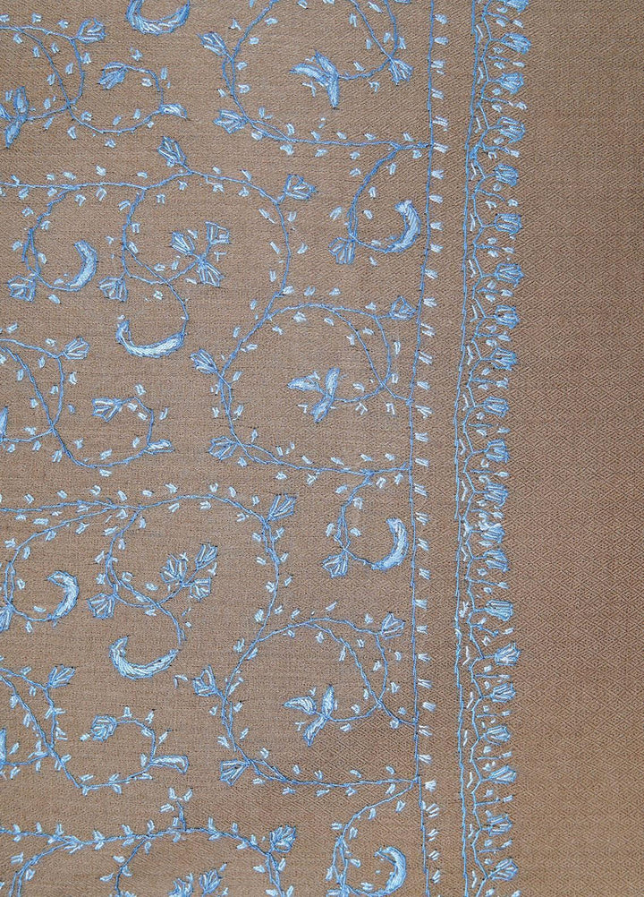 Sanaulla Exclusive Range  Pashmina  Shawls MAMA-47 Fawn-4 - Pashmina Shawls