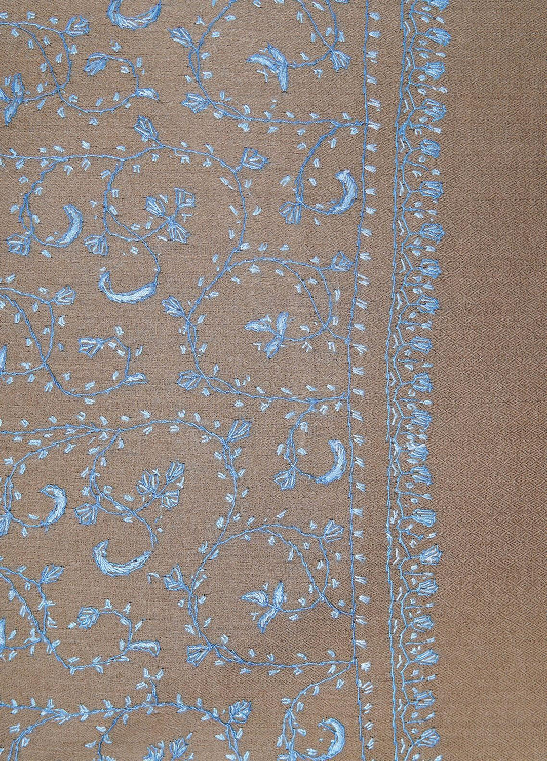 Sanaulla Exclusive Range  Pashmina  Shawls MAMA-47 Fawn-4 - Pashmina Shawls