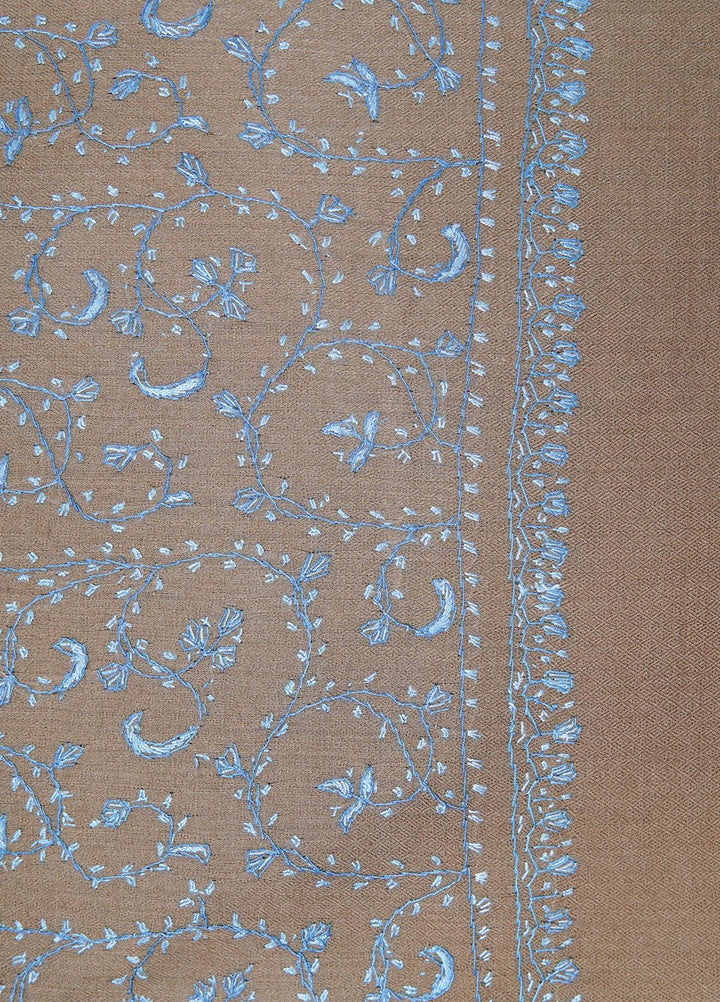 Sanaulla Exclusive Range  Pashmina  Shawls MAMA-47 Fawn-4 - Pashmina Shawls