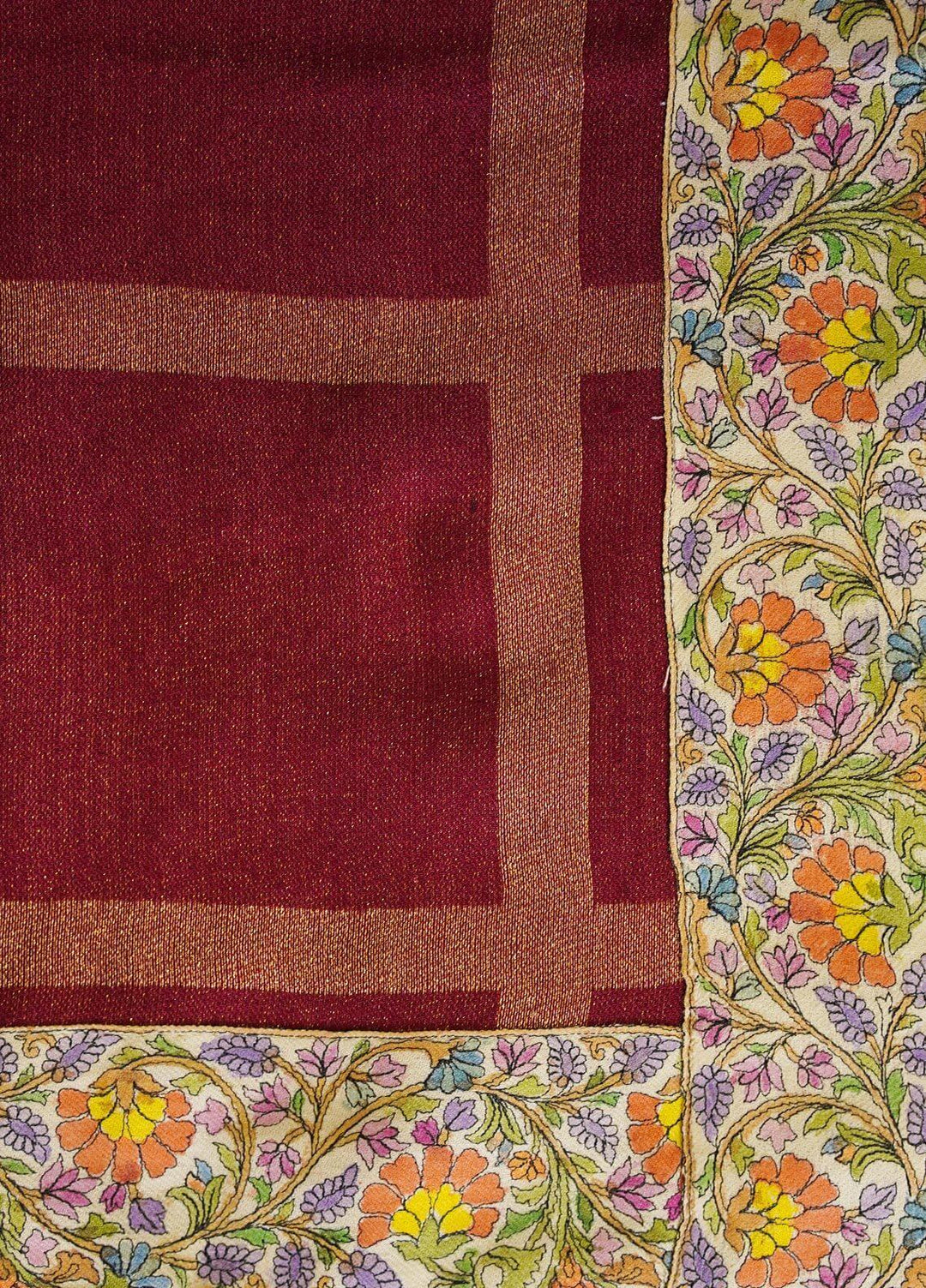 Sanaulla Exclusive Range  Pashmina  Shawls MAMA-04 Maroon-1 - Pashmina Shawls