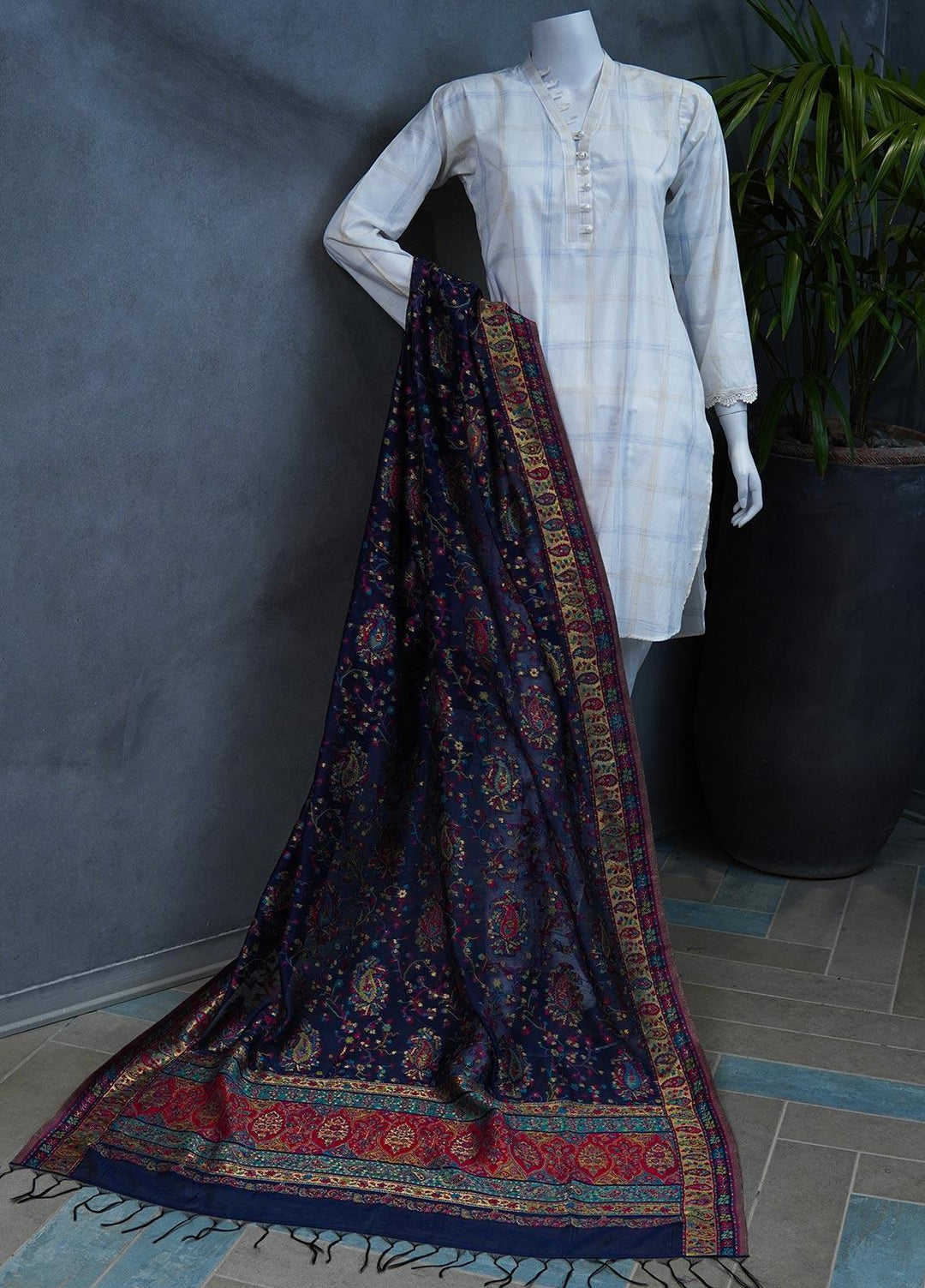 Sanaulla Exclusive Range  Pashmina  Shawls MAMA-11 Multi-13 - Pashmina Shawls