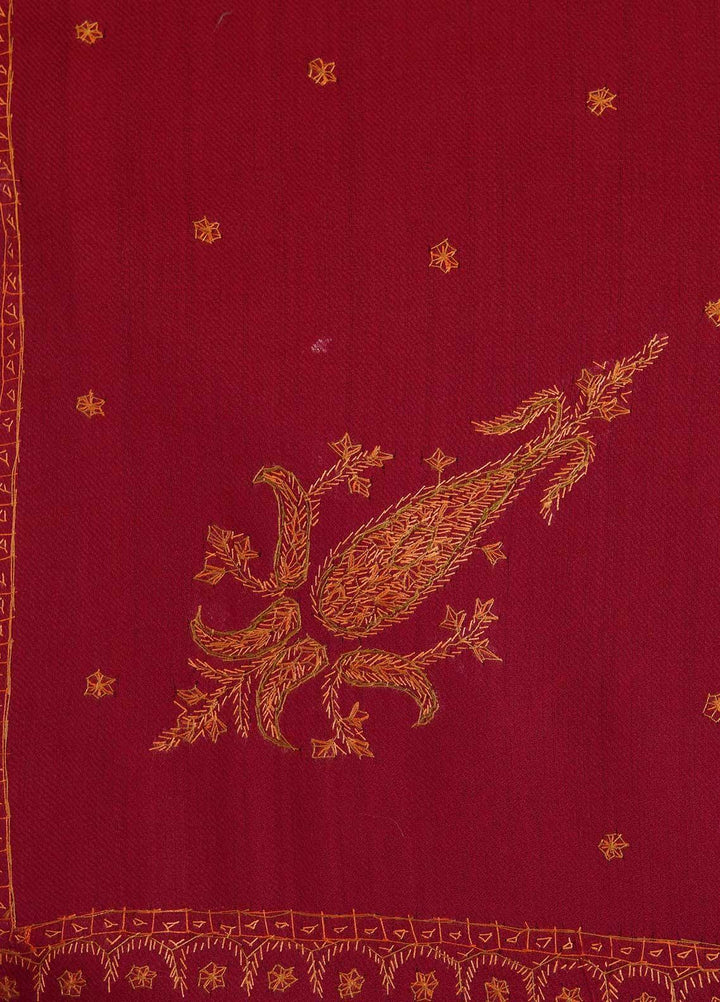 Sanaulla Exclusive Range  Pashmina  Shawls MAMA-29 Red-1 - Pashmina Shawls
