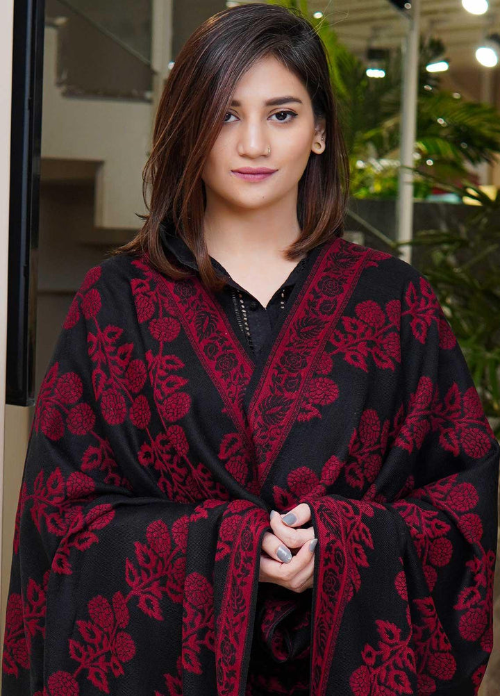 Sanaulla Exclusive Range  Pashmina  Shawls MAMA-48 Black-1 - Pashmina Shawls