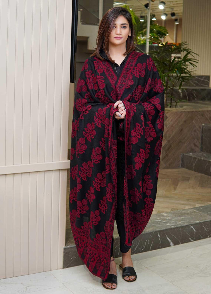 Sanaulla Exclusive Range  Pashmina  Shawls MAMA-48 Black-1 - Pashmina Shawls