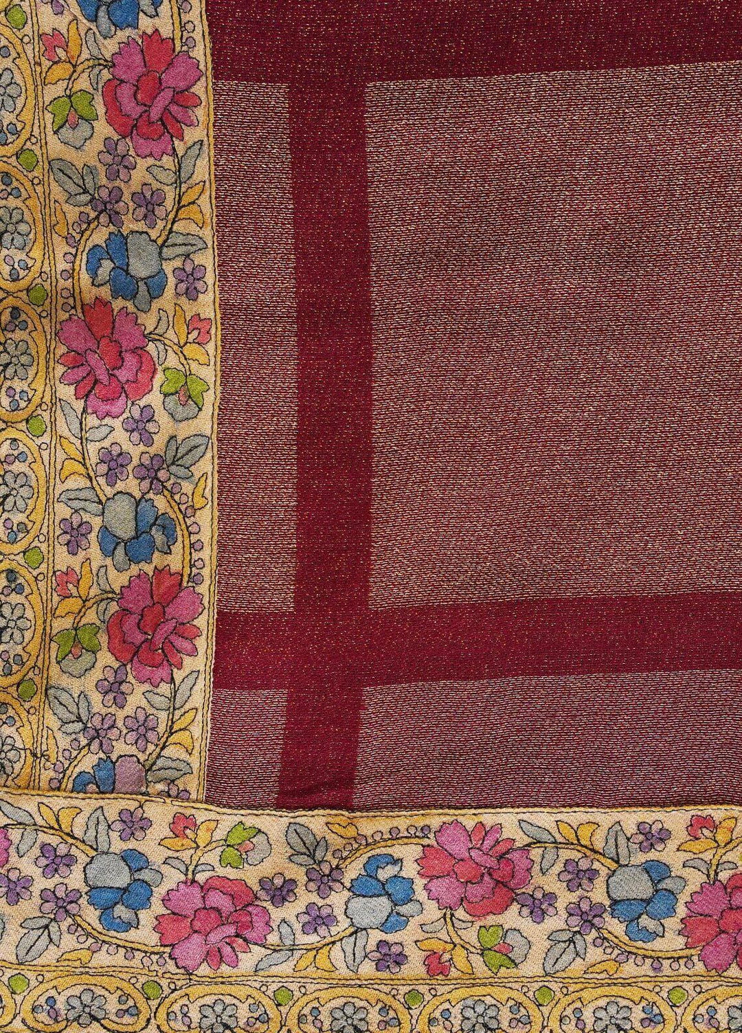 Sanaulla Exclusive Range  Pashmina  Shawls MAMA-04 Maroon-2 - Pashmina Shawls