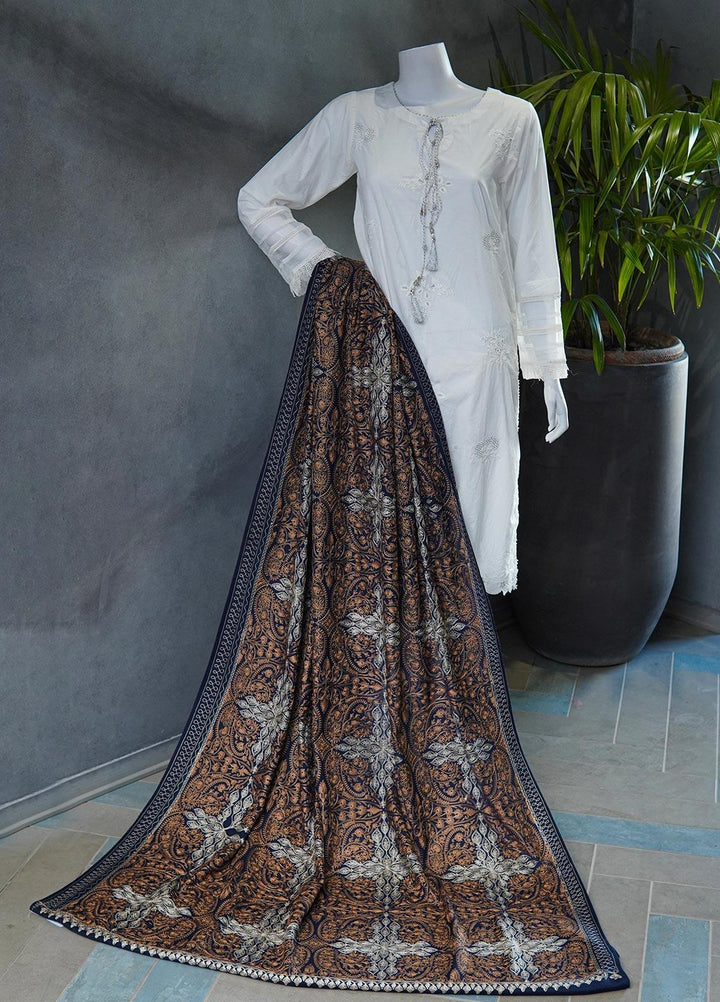 Sanaulla Exclusive Range  Pashmina  Shawls MAMA-38 Blue-2 - Pashmina Shawls