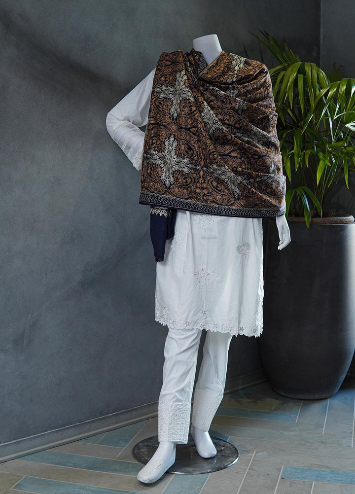 Sanaulla Exclusive Range  Pashmina  Shawls MAMA-38 Blue-2 - Pashmina Shawls