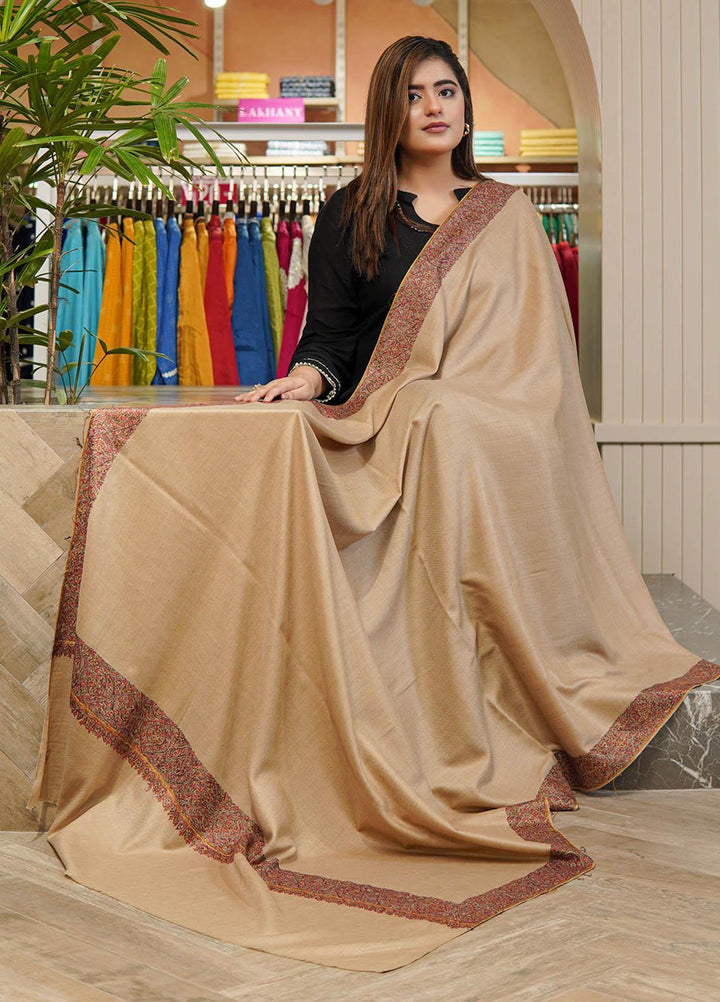 Sanaulla Exclusive Range  Pashmina  Shawls Top Dour DD KPS-17 Brown-01   - Pashmina Shawls