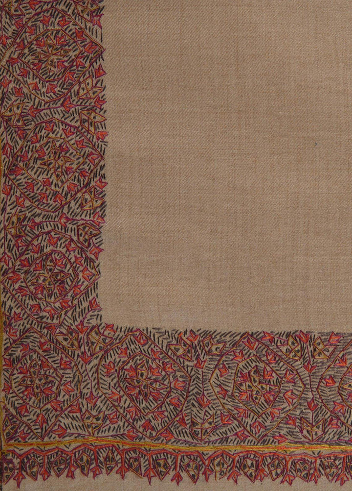 Sanaulla Exclusive Range  Pashmina  Shawls Top Dour DD KPS-17 Brown-01   - Pashmina Shawls