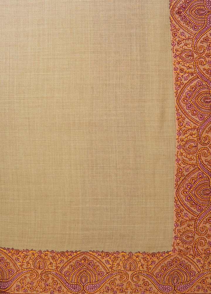 Sanaulla Exclusive Range  Pashmina  Shawls MAMA-31 Fawn-2 - Pashmina Shawls