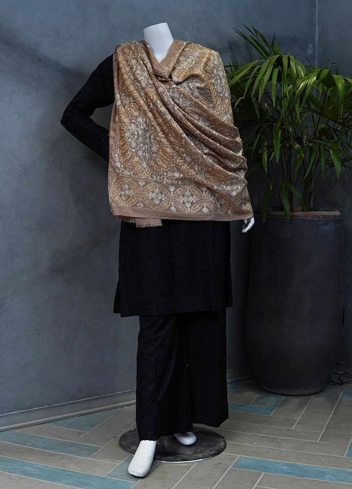 Sanaulla Exclusive Range  Pashmina  Shawls MAMA-38 Fawn-2 - Pashmina Shawls