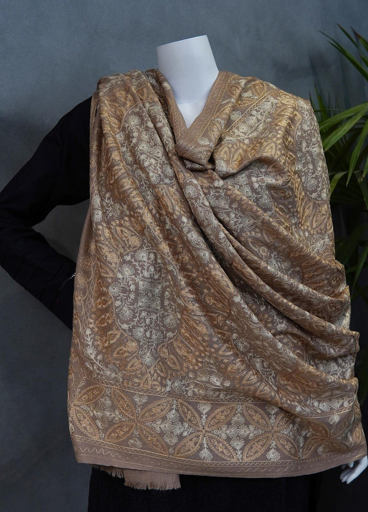 Sanaulla Exclusive Range  Pashmina  Shawls MAMA-38 Fawn-2 - Pashmina Shawls