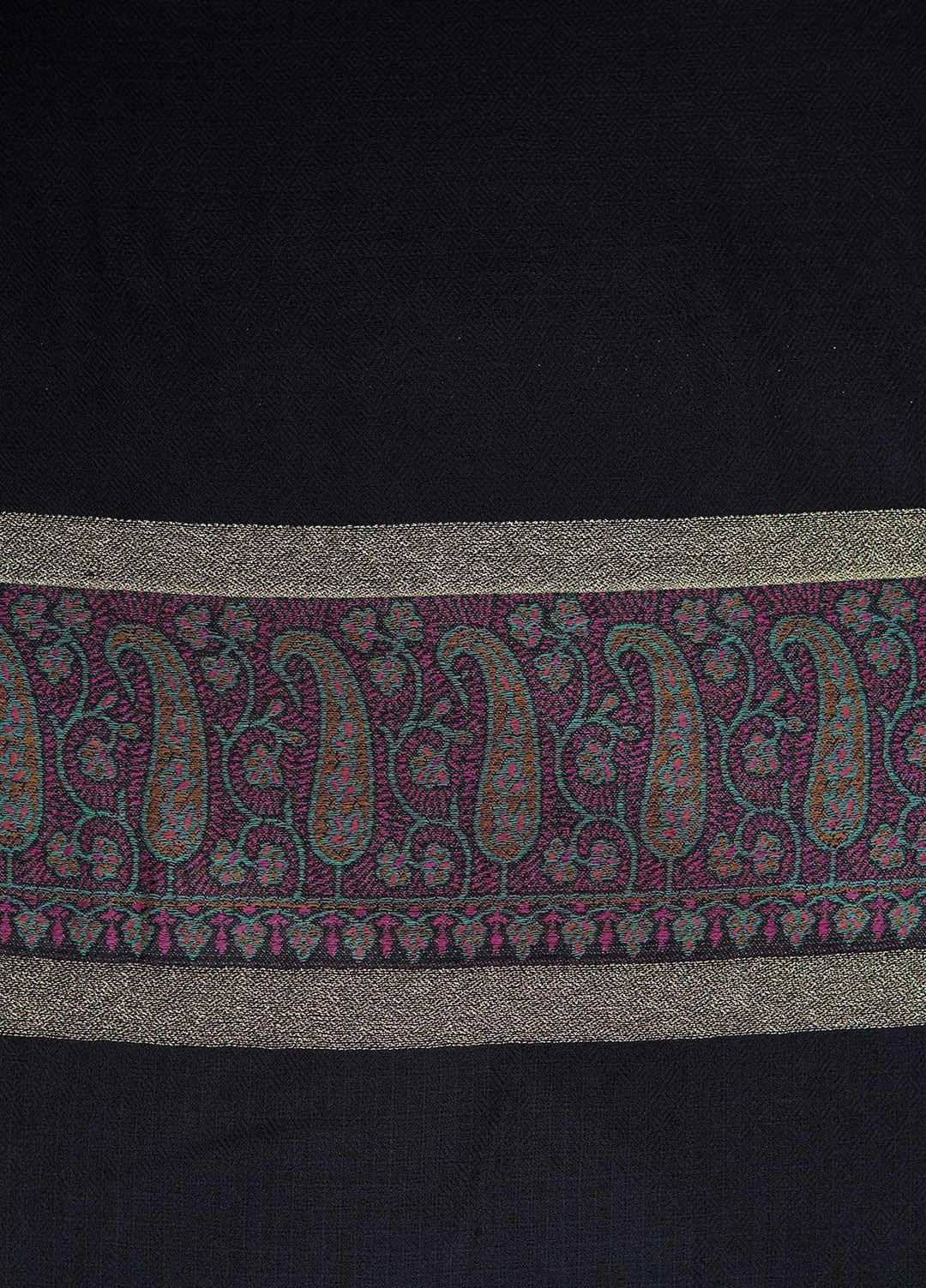 Sanaulla Exclusive Range  Pashmina  Shawls MAMA-44 Black-2 - Pashmina Shawls