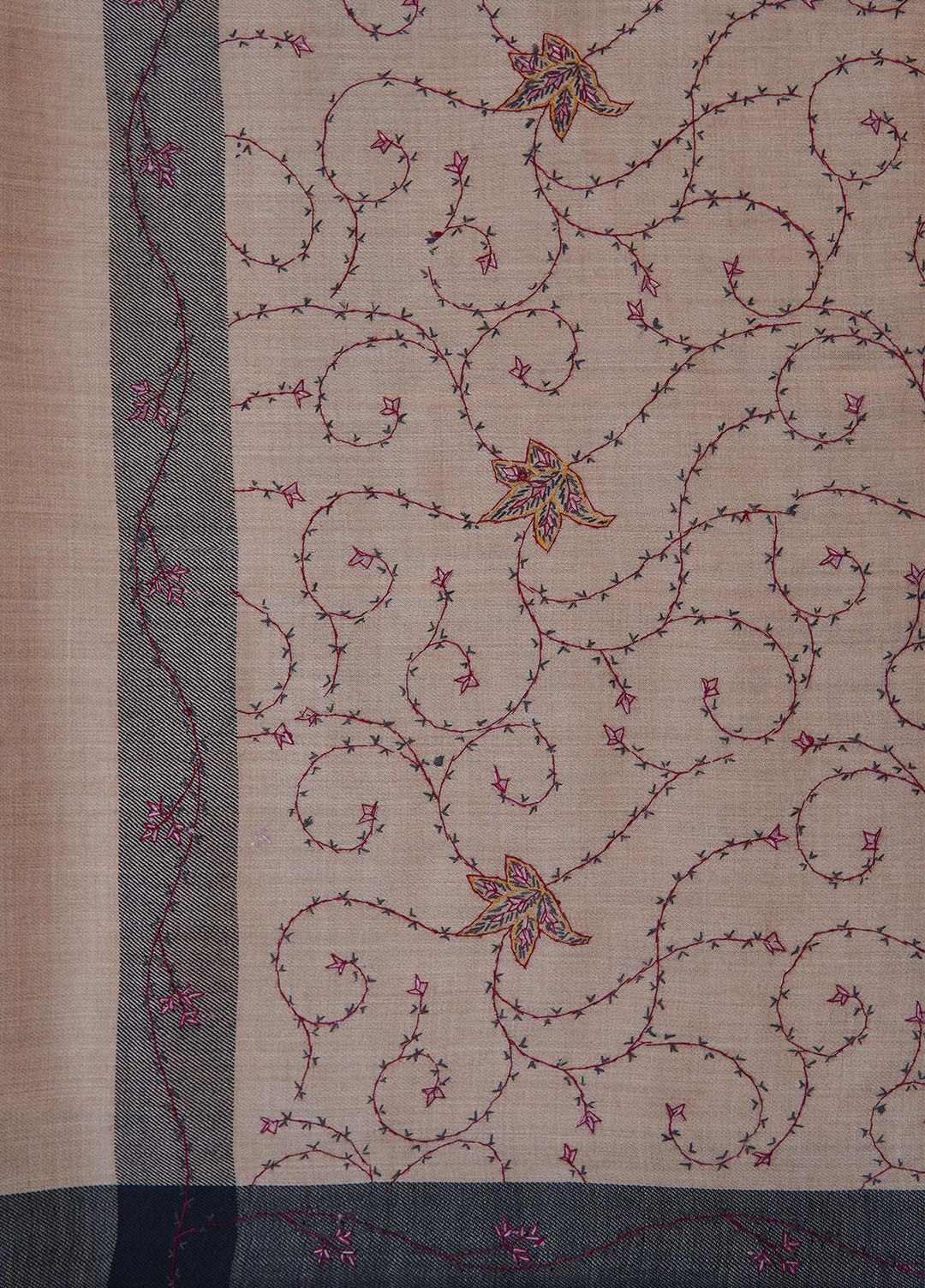 Sanaulla Exclusive Range  Pashmina  Shawls SU22PS-1 M-Shawls Mir-09 Fawn1 - Pashmina Shawls