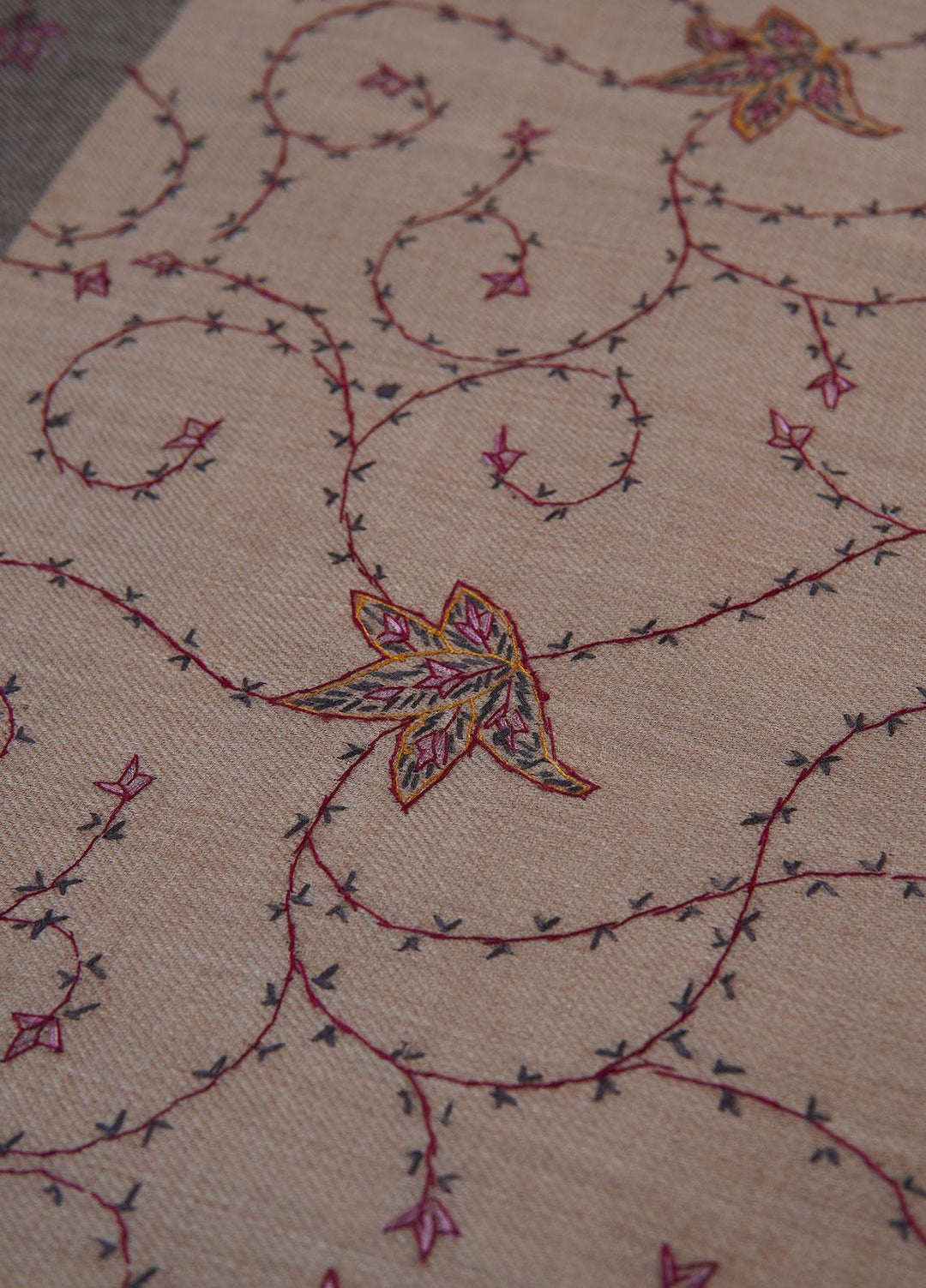 Sanaulla Exclusive Range  Pashmina  Shawls SU22PS-1 M-Shawls Mir-09 Fawn1 - Pashmina Shawls