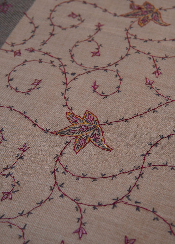 Sanaulla Exclusive Range  Pashmina  Shawls SU22PS-1 M-Shawls Mir-09 Fawn1 - Pashmina Shawls