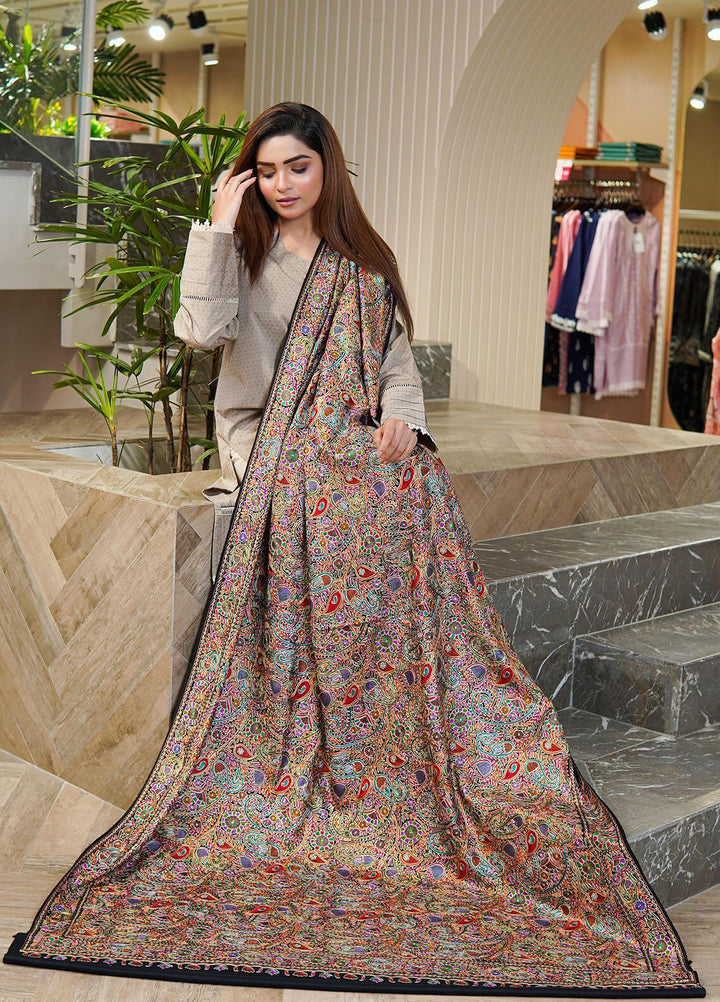 Sanaulla Exclusive Range  Pashmina  Shawls MAMA-05 Black - Pashmina Shawls