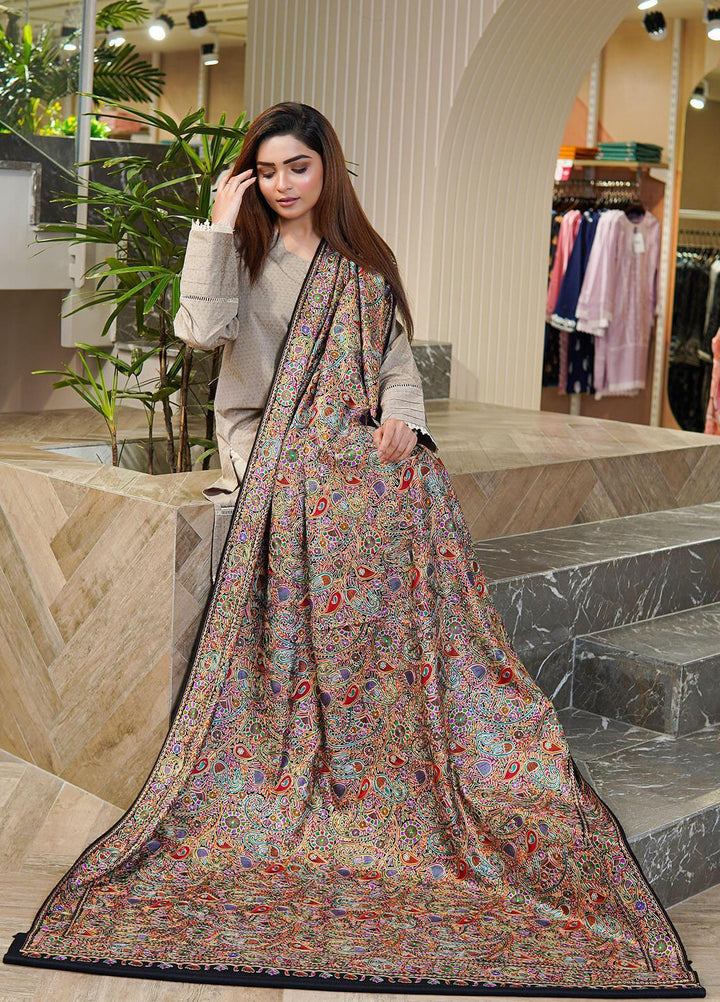 Sanaulla Exclusive Range  Pashmina  Shawls MAMA-05 Black - Pashmina Shawls