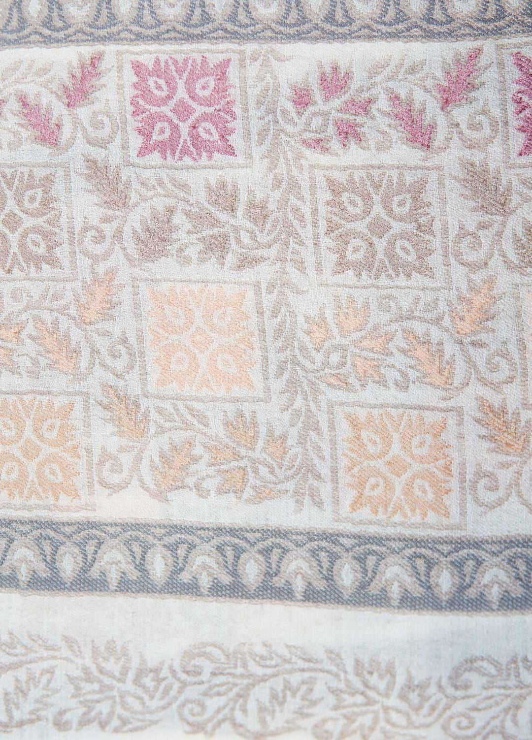 Sanaulla Exclusive Range  Pashmina  Shawls MAMA-07 Off White-2 - Pashmina Shawls