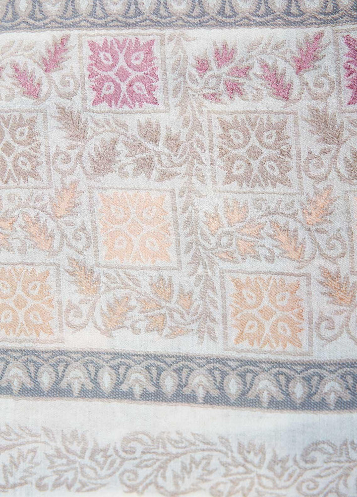 Sanaulla Exclusive Range  Pashmina  Shawls MAMA-07 Off White-2 - Pashmina Shawls