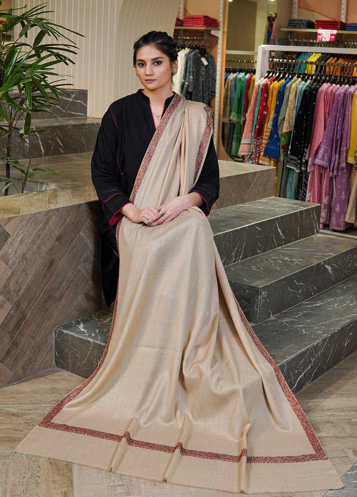 Sanaulla Exclusive Range  Pashmina  Shawls MAMA-18 Fawn-3 - Pashmina Shawls