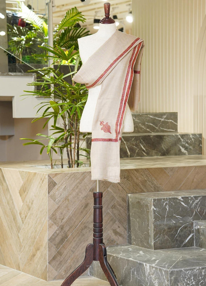 Sanaulla Exclusive Range  Pashmina  Shawls MAMA-14 Fawn-5 - Pashmina Shawls