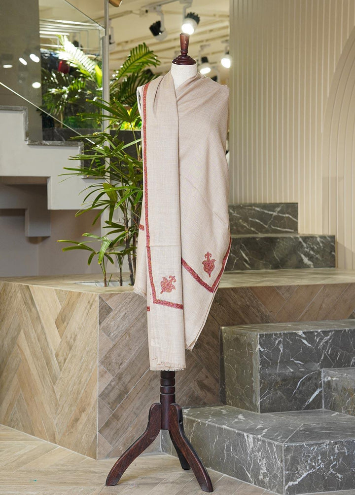 Sanaulla Exclusive Range  Pashmina  Shawls MAMA-14 Fawn-5 - Pashmina Shawls
