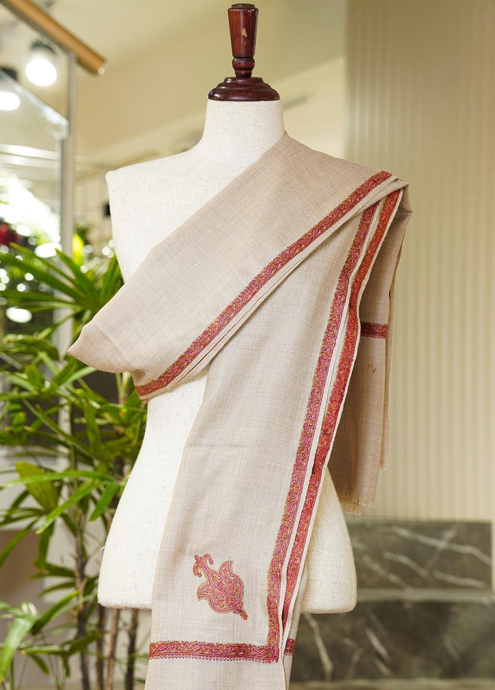 Sanaulla Exclusive Range  Pashmina  Shawls MAMA-14 Fawn-5 - Pashmina Shawls