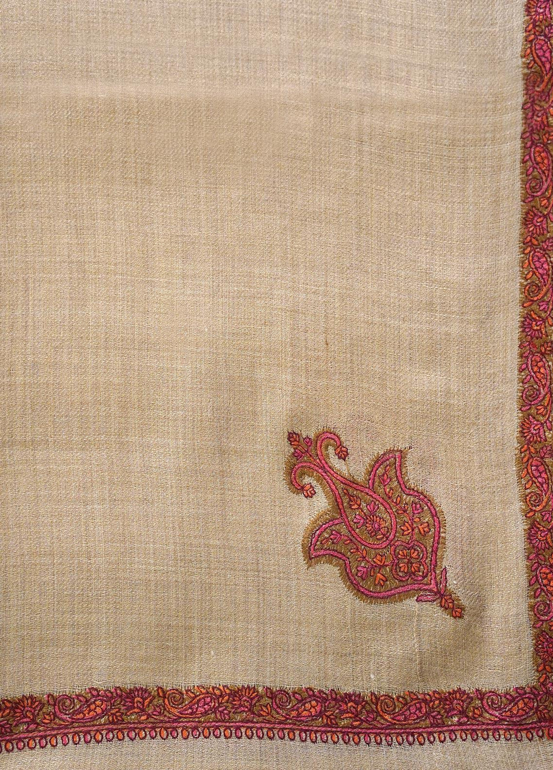 Sanaulla Exclusive Range  Pashmina  Shawls MAMA-14 Fawn-5 - Pashmina Shawls