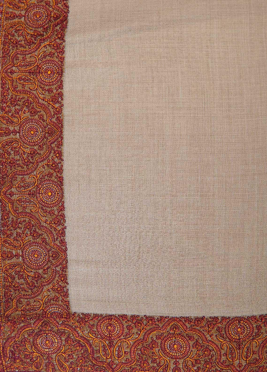 Sanaulla Exclusive Range  Pashmina  Shawls MAMA-31 Fawn-4 - Pashmina Shawls