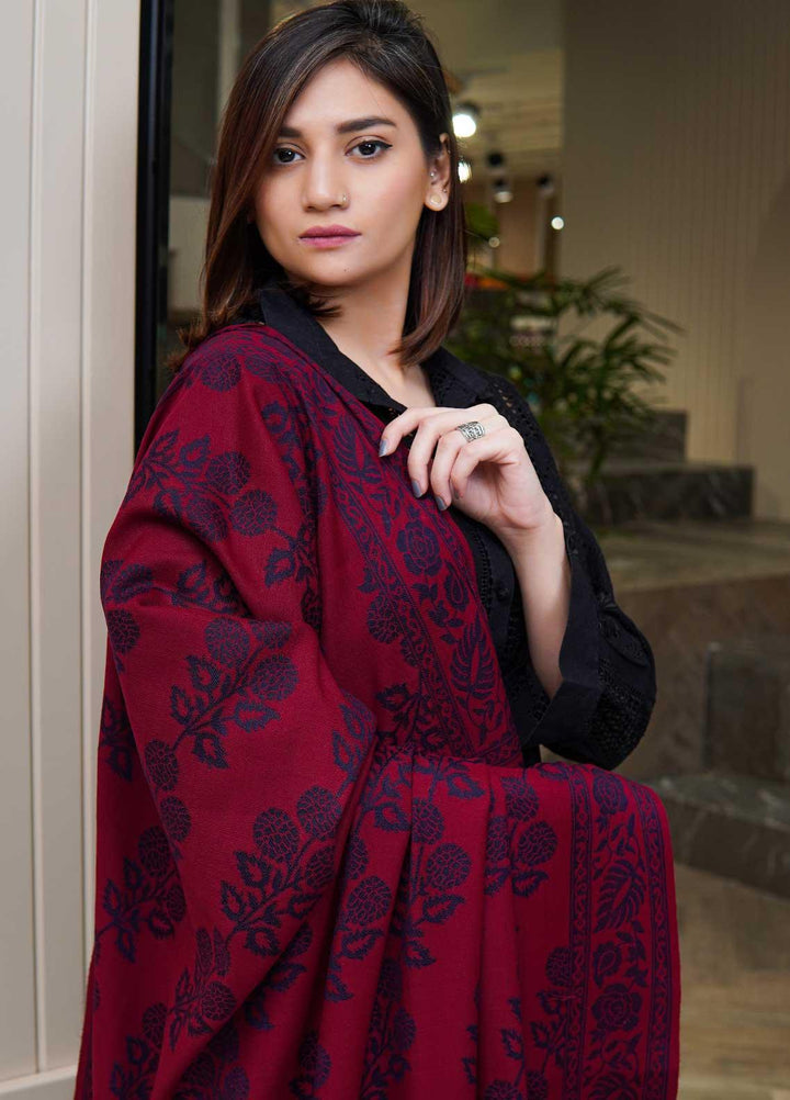 Sanaulla Exclusive Range  Pashmina  Shawls MAMA-48 Maroon-2 - Pashmina Shawls