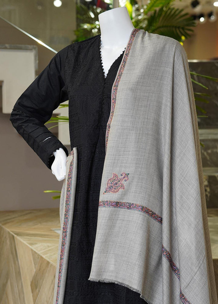 Sanaulla Exclusive Range  Pashmina  Shawls MAMA-14 Grey-1 - Pashmina Shawls