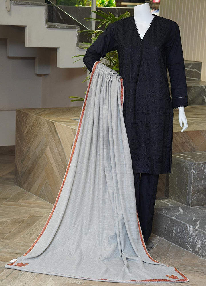 Sanaulla Exclusive Range  Pashmina  Shawls MAMA-14 Grey-2 - Pashmina Shawls